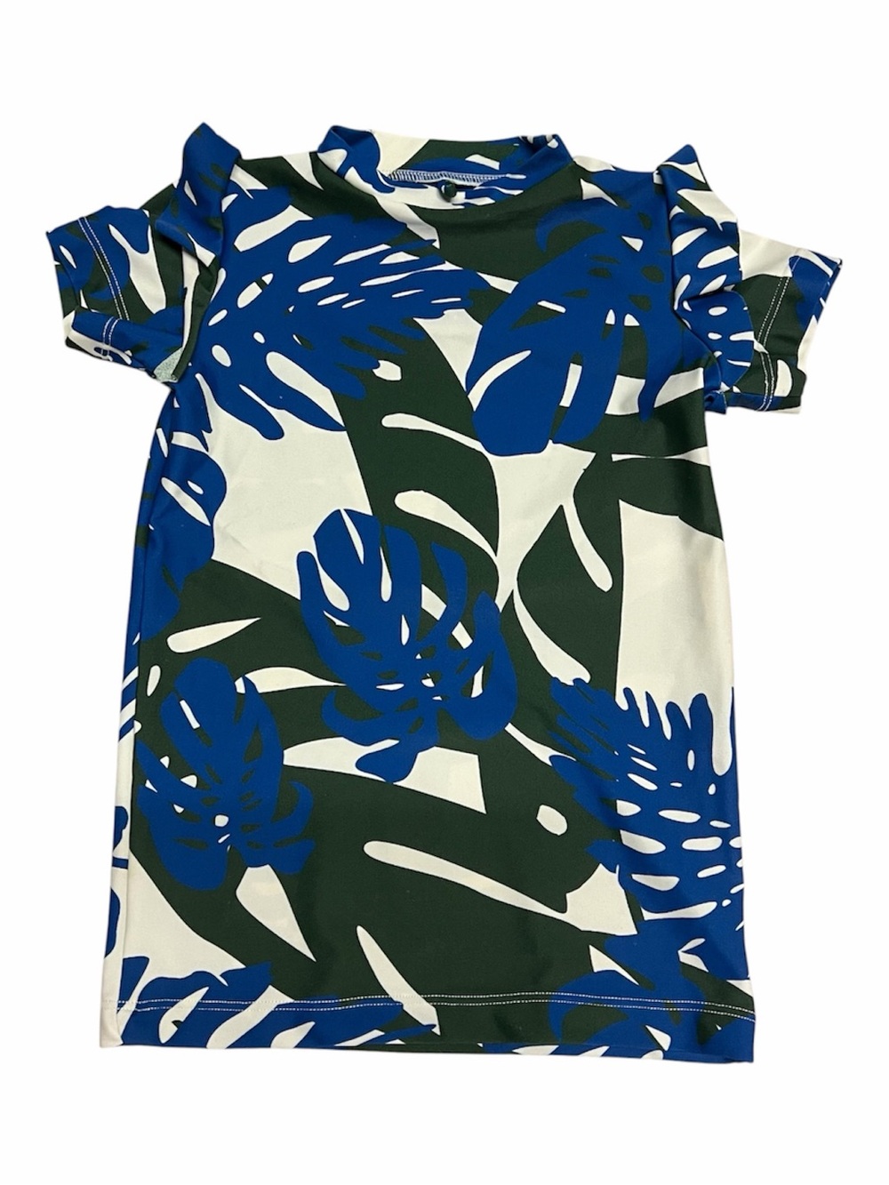 NEW Mikoh Mini Girl’s short sleeve rash guard swim shirt in Blue/Green print S